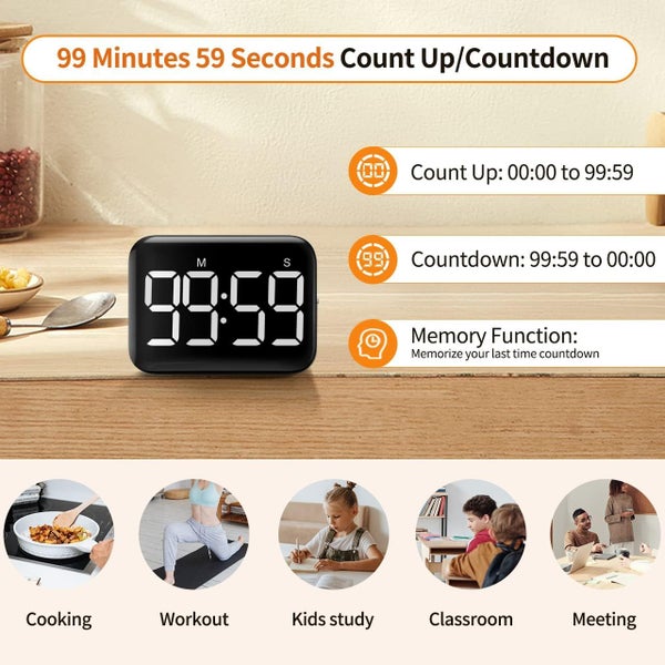 Magnetic Kitchen Cooking Countdown Timer for Classroom, Teacher, Kids Carousel 1