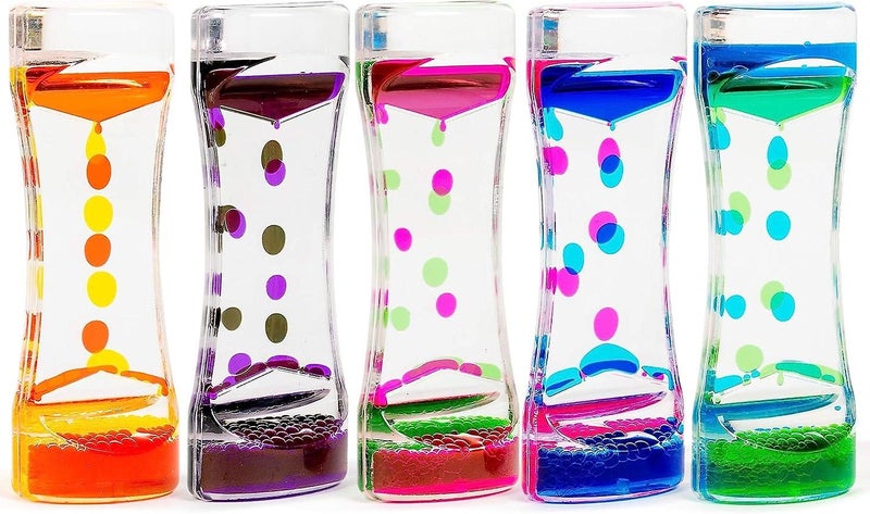 5 Liquid Hourglasses Water Hourglass For Kids 14.5cm 5 Colors Sensory To Carousel 1
