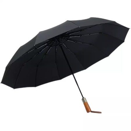 Wood Handle Smart 12 Ribs Umbrella,Stylish and Sturdy Strong Resistance Storms Carousel 2