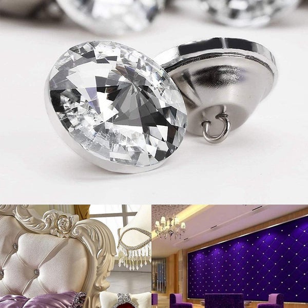 60 Crystal Buttons 25mm Furniture Buttons With Metal Clasp For Sofa And Furni Carousel 5