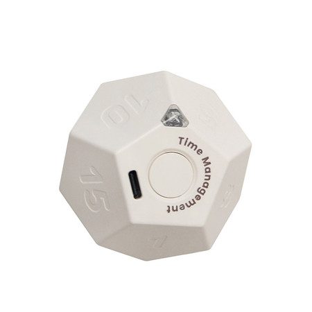Rotating Timer for Desktop, 11 Preset Rechargeable Dodecagon Timer, White Carousel 7