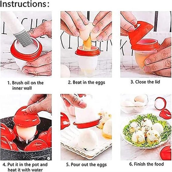 6 Pieces Silicone Egg Cooker Non-stick Quick Poacher Kitchen Poached Egg Coo Carousel 2