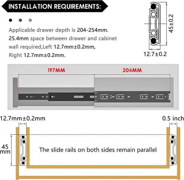 Drawer Slides Load Capacity Up To 45 Kg With Ball Bearing 250 Mm Extension Carousel 2