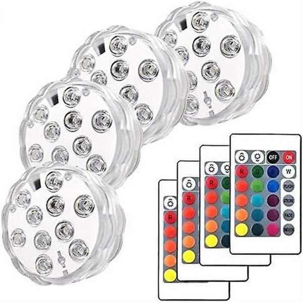4 Pack Submersible Fountain Lights Spa Lights Wireless Infrared Led Lighting Carousel 1