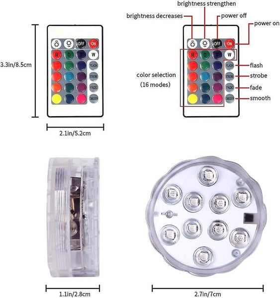 4 Pack Submersible Fountain Lights Spa Lights Wireless Infrared Led Lighting Carousel 3