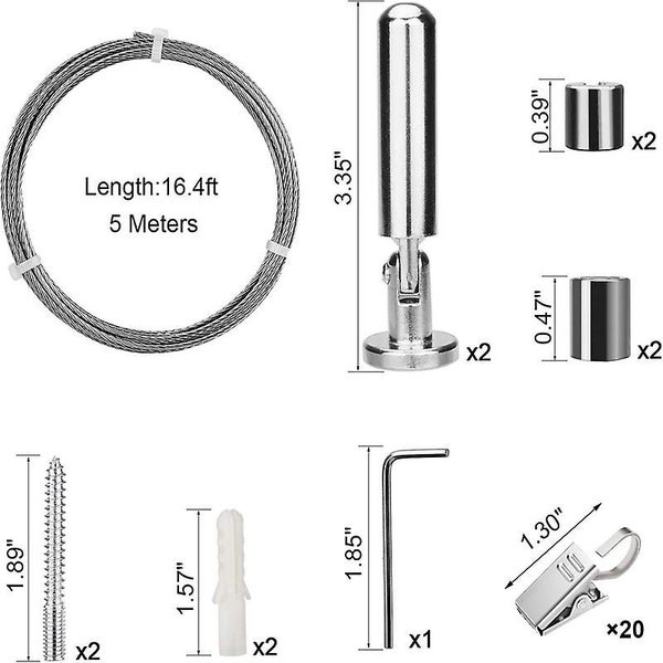 5 Meters Set Of Wall Mounted Curtain Rods For Art Display Stainless Steel For Carousel 2