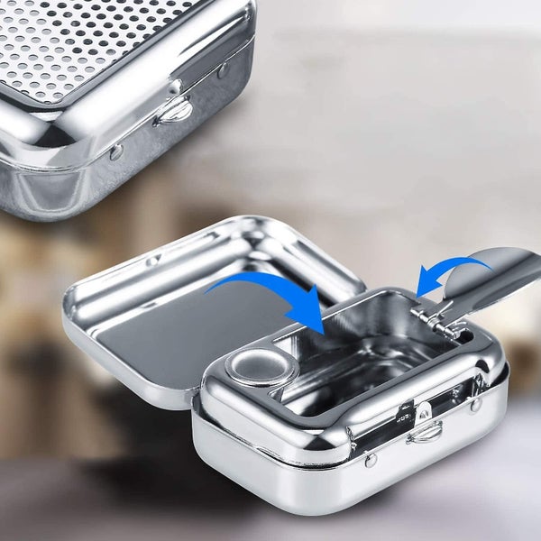 Portable Ashtray 2 Pieces Travel Ashtray With Lid Smell Proof Pocket Ashtray Carousel 5