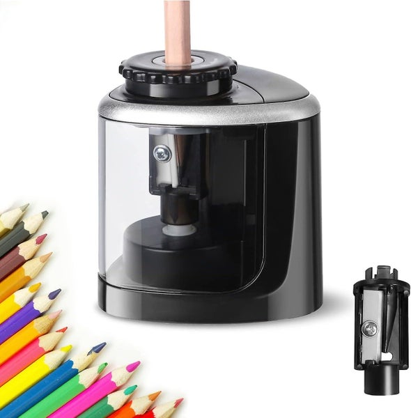 Battery Powered Pencil Sharpener Electric + Manual 2 Modes Electric Pencil Sh Carousel 1