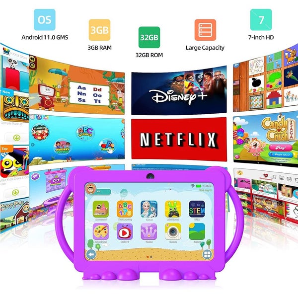 7 Inch Kids Tablet, 32GB ROM Android 11.0, Toddler Tablet (Purple) Carousel 1