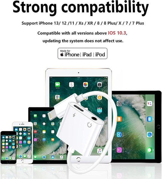 Apple Mfi Certified:headphone Adapter For Iphone2 In 1 Lightning To Audio Aux Carousel 2