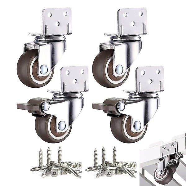 Set Of 4 Small Furniture Casters 25mm With Brake 10*2 Screws Swivel Casters Carousel 5