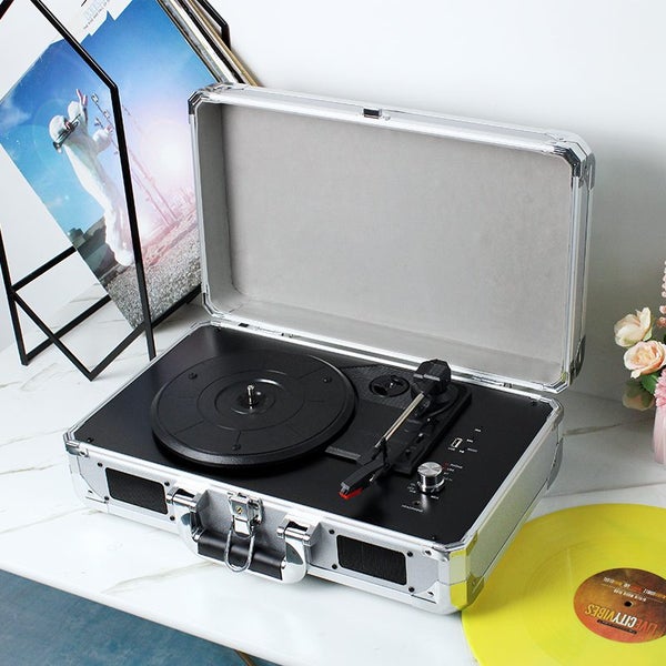 Aluminum Case Bluetooth Three-Speed Record Player with Built-in Stereo... Carousel 2