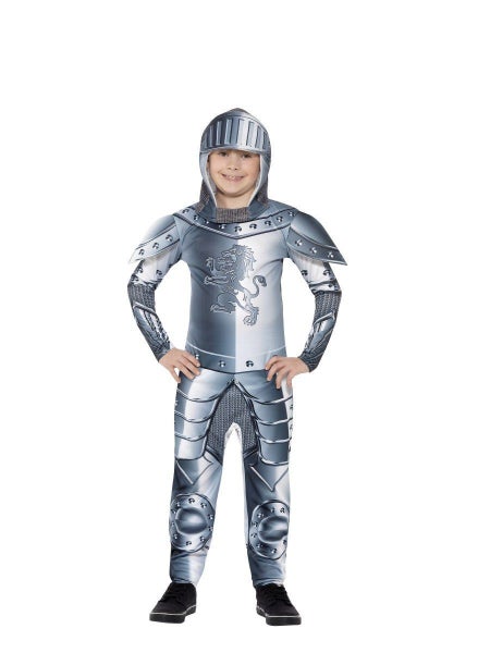 Armoured Knight Deluxe Costume Kids Jumpsuit Grey Carousel 1