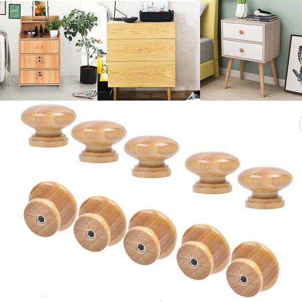 10 Pcs Round Wooden Drawer Cabinet Handles Mushroom Shape Furniture Handles Na Carousel 5