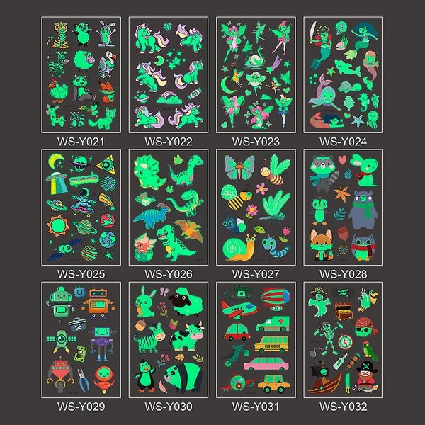 30 Sheets Children's Tattoos Fluorescent Children's Temporary Tattoos Tempor62999802542465111