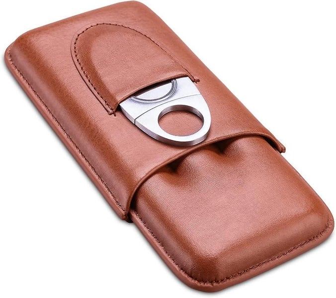 Leather Cigar Case Travel Cigar Case For 3 Cigars Carousel 1