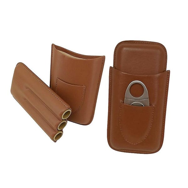 Leather Cigar Case Travel Cigar Case For 3 Cigars Carousel 5