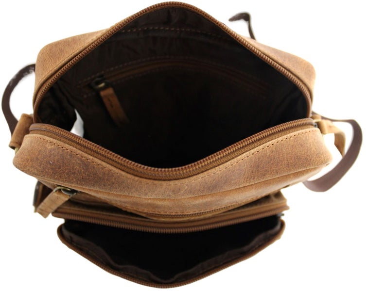 Quality Full Grain Hunter Leather Shoulder/Crossbody Bag. Style No: 5101562933736356227113