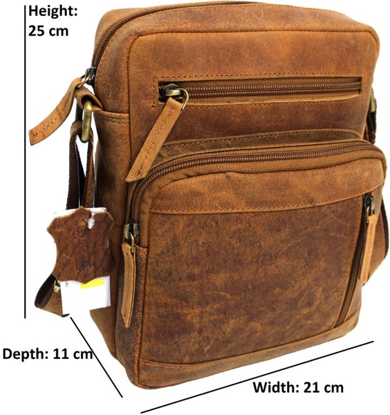 Quality Full Grain Hunter Leather Shoulder/Crossbody Bag. Style No: 51015.62933736423939112