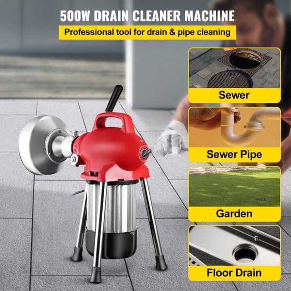 Drain Cleaner Machine Snake Electric 500W Plumbing Sewerage Pipe 66ft 20m Carousel 2