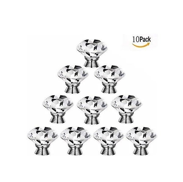 40mm Handles Knobs Transparent Diamond Crystal Glass Doors Cabinet Drawer Cupb Carousel 1