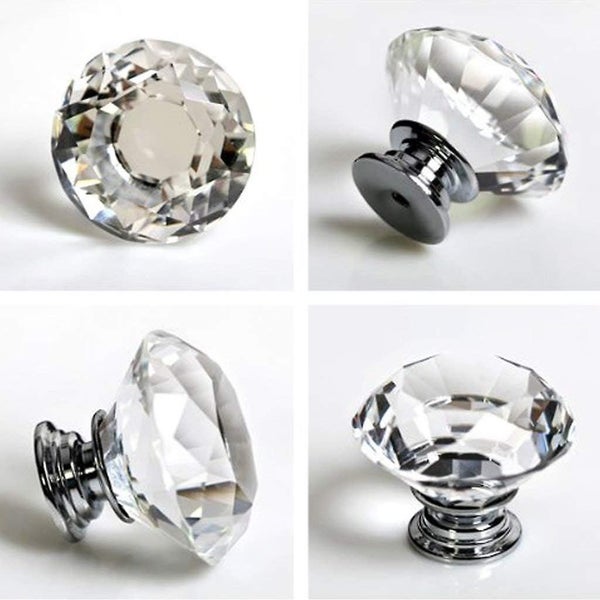 40mm Handles Knobs Transparent Diamond Crystal Glass Doors Cabinet Drawer Cupb Carousel 2