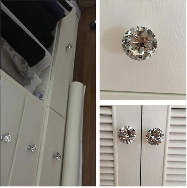 40mm Handles Knobs Transparent Diamond Crystal Glass Doors Cabinet Drawer Cupb Carousel 5