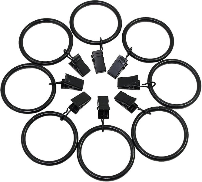 black 20 Pieces Curtain Rings With Clips Stainless Steel Curtain Rings With Carousel 2