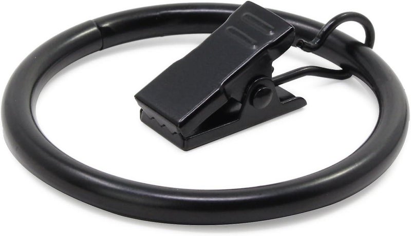 black 20 Pieces Curtain Rings With Clips Stainless Steel Curtain Rings With Carousel 5