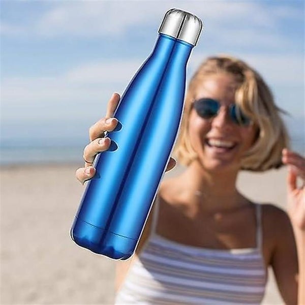 blue 1l Stainless Steel Water Bottle Double Wall Vacuum Insulated Metal Wat Carousel 1