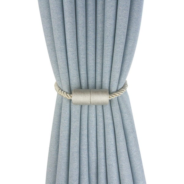 4 Pieces Magnetic Curtain Tiebacks Beige Color Braided Magnetic Curtain Buckle Carousel 1