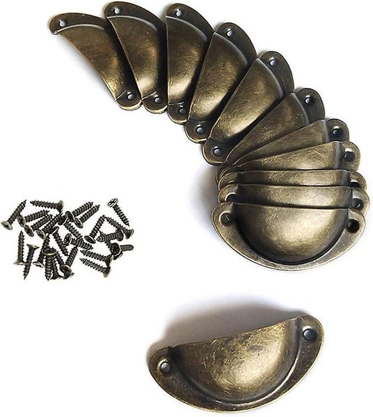 12 Pcs Brass Vintage Shell Handleretro Shell Handle For Cabinet Door Drawer Carousel 1