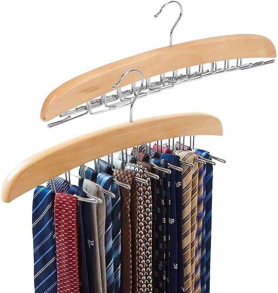 Pack Of 2 Chrome Plated Metal Hook Tie Holder Hangers Belt Organizer Acces Carousel 1