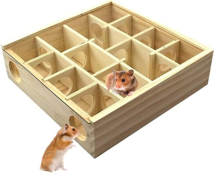 Wooden Hamster Maze Fun Hamster Tunnel Toys Small Animal Cage For Mouse Hamste Carousel 1