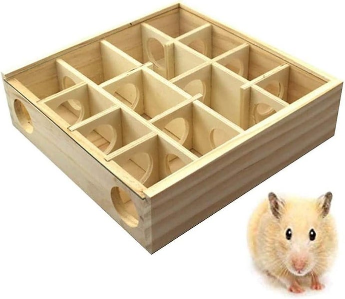 Wooden Hamster Maze Fun Hamster Tunnel Toys Small Animal Cage For Mouse Hamste Carousel 2