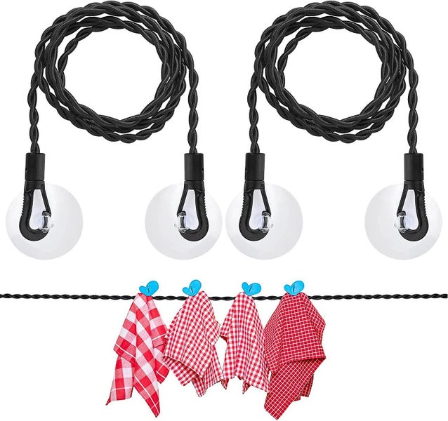 Travel Clothesline 2 Piece Portable Retractable Suction Cup Clothesline Cloth Carousel 1