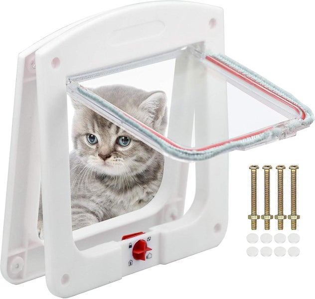 Pet Door 4 Way Locking Classic Cat Flap Easy Install Durable For Cats Tunn Carousel 1