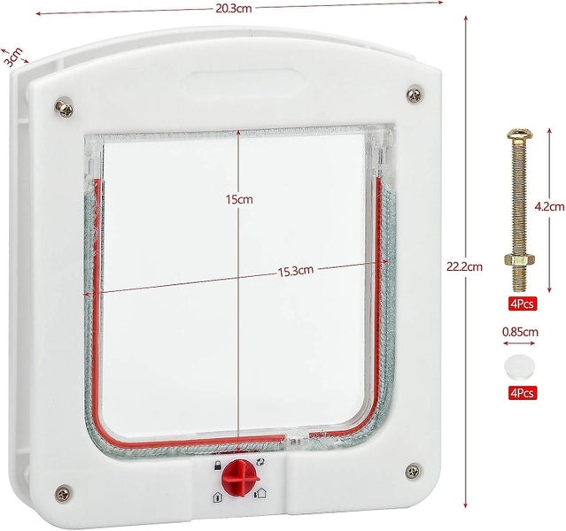 Pet Door 4 Way Locking Classic Cat Flap Easy Install Durable For Cats Tunn Carousel 2