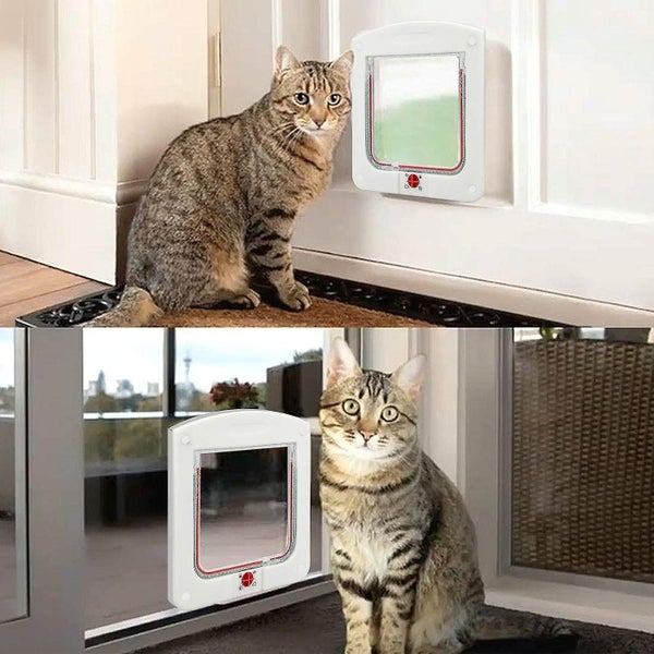 Pet Door 4 Way Locking Classic Cat Flap Easy Install Durable For Cats Tunn Carousel 5