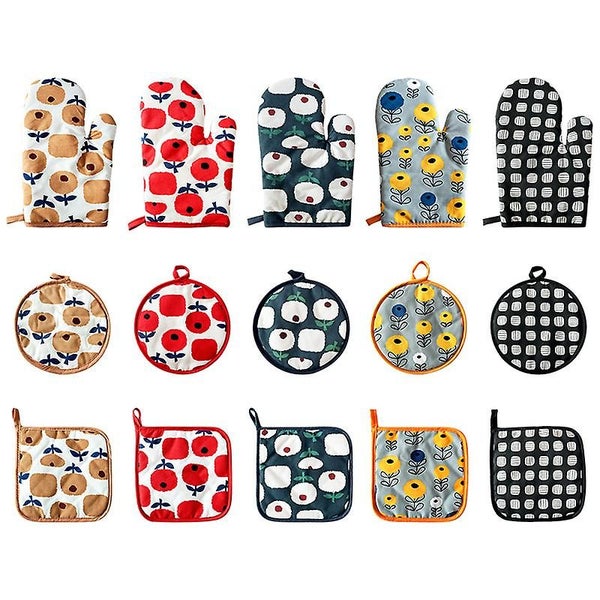 Brown Apple-heatproof Oven Gloves Heat-resistant Non-slip Oven Gloves Microwav Carousel 2