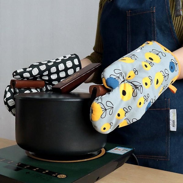 Brown Apple-heatproof Oven Gloves Heat-resistant Non-slip Oven Gloves Microwav Carousel 5