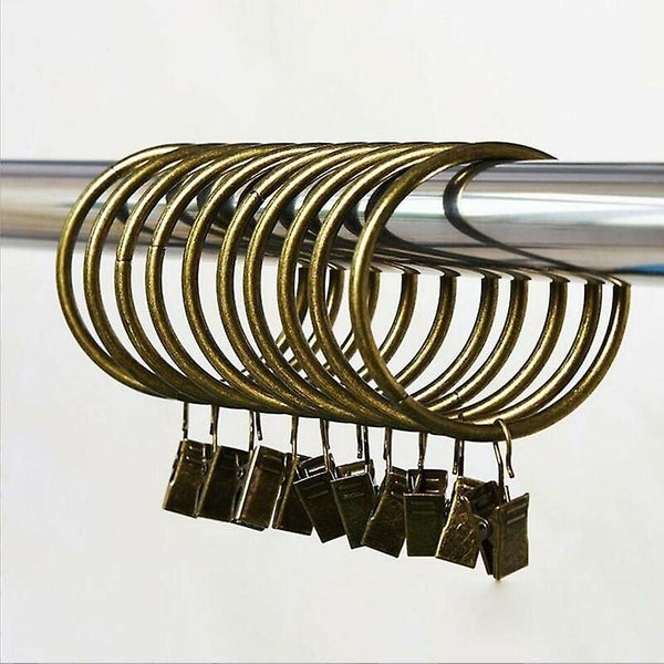 Set Of 30 Bronze Curtain Rings With Clips/heavy-duty Decorative Metal Drape Cl Carousel 5