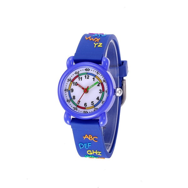 Alphabet Waterproof Kids Watch blue Quartz Movement 3d Cartoon Design Dig Carousel 1