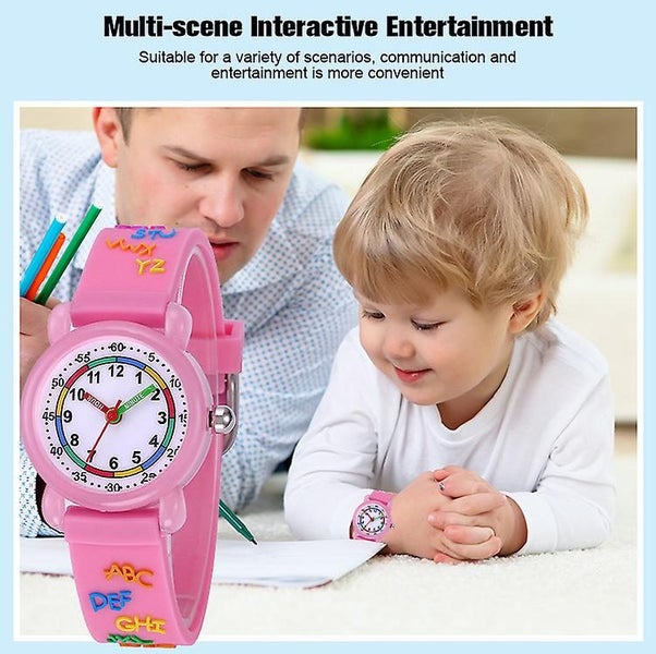 Alphabet Waterproof Kids Watch blue Quartz Movement 3d Cartoon Design Dig Carousel 2