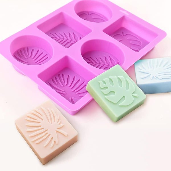 Rectangle And Oval Silicone Soap Mold With Leaf Patterns Pack Of 2 Carousel 5