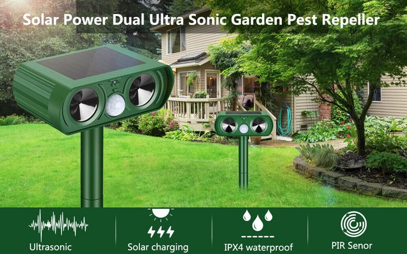 Animal Repellent Ultrasonic Animal Repeller Solar Powered Cats Birds Repellen... Carousel 10