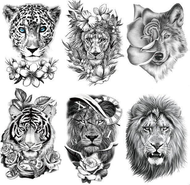Lion Tattoo Sticker Tiger Wolf Temporary Tattoo Sticker Temporary Tattoos Leop63003814172929112