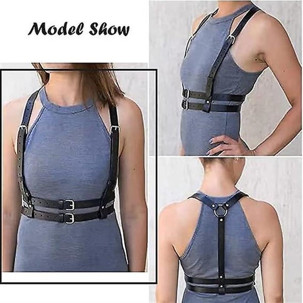 Punk Leather Body Chain black Women's Belt Body Chain Chest Chain Black Body Carousel 5