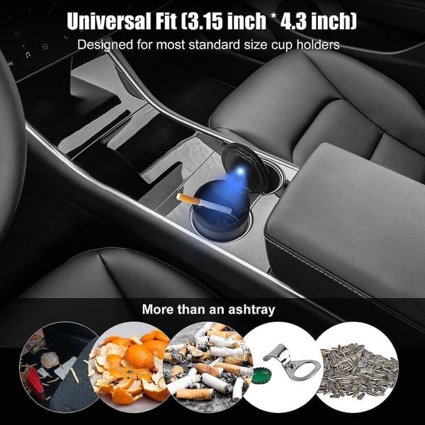 11*6.5cm Car Ashtray With Lid [upgrade] Smokeless Stainless Steel Portable Ou Carousel 2