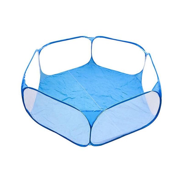 Foldable Portable Small Animal Playpen blue With Storage Bag Breathable Ten Carousel 1